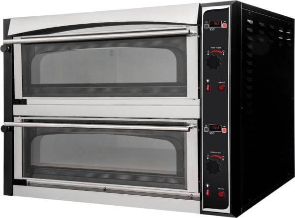 Gastronomie Pizzaofen aus Edelstahl und 2 Backkammern