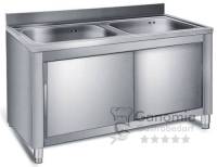 Edelstahl Spülschrank mit 2 Becken mittig 100 x 60 cm Edelstahl Spülschrank mit 2 Becken mittig 100 x 60 cm
